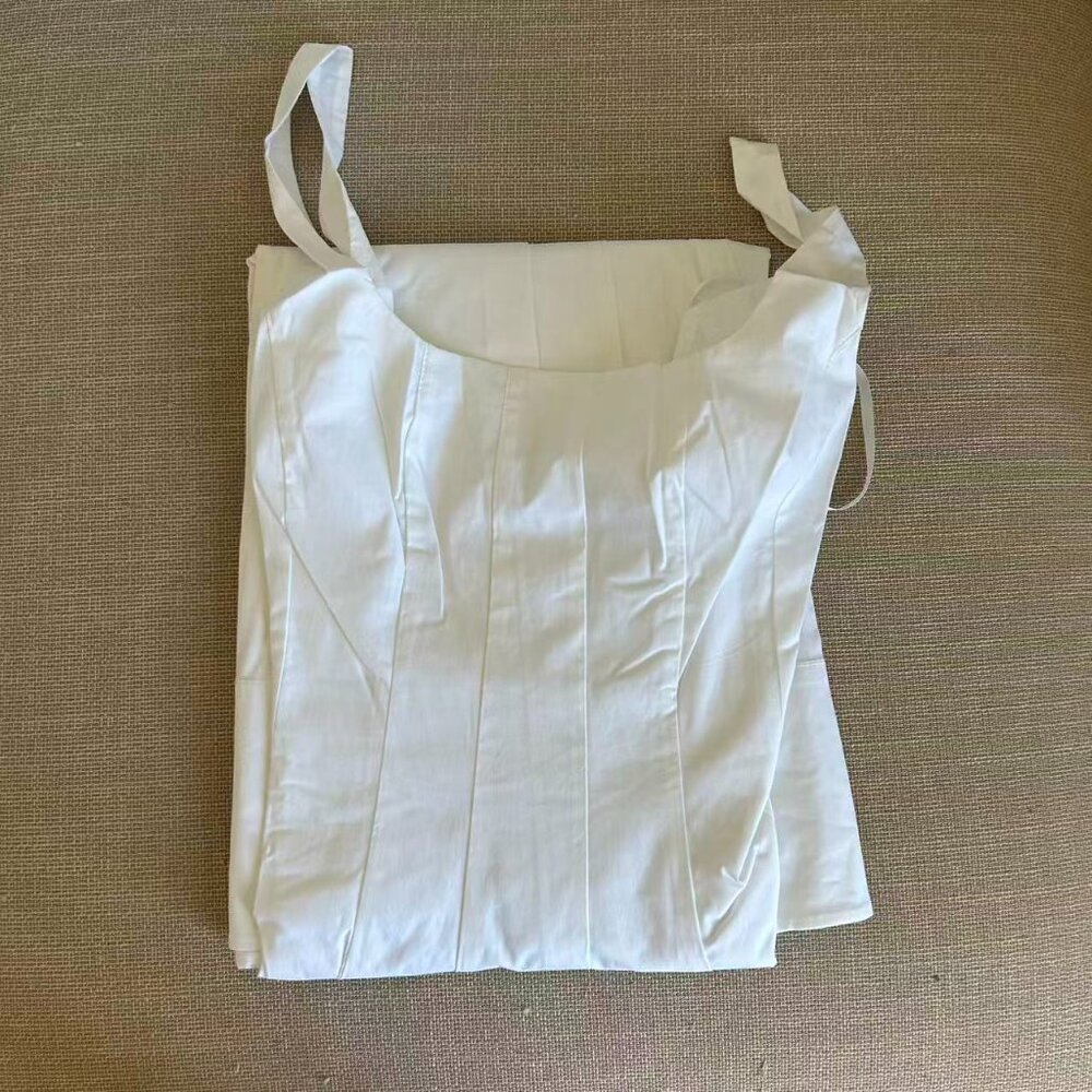 NEW STAUD Wells Midi Dress Sz4/8 White Classic Cotton Best Party Wedding - Picture 6 of 12